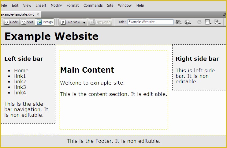 Basic Dreamweaver Templates Free Of Make A Template In Dreamweaver