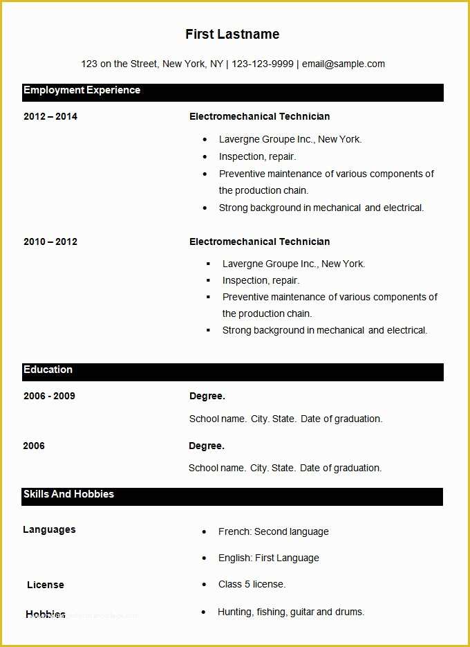 Basic Resume Template Download Free Of 70 Basic Resume Templates Pdf Doc Psd