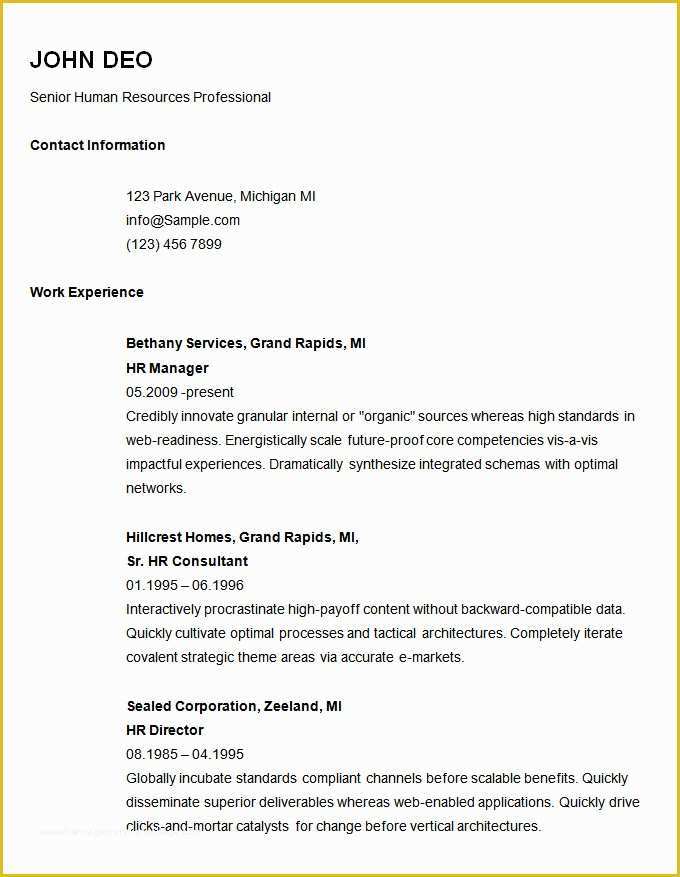 Basic Resume Template Download Free Of 70 Basic Resume Templates Pdf Doc Psd