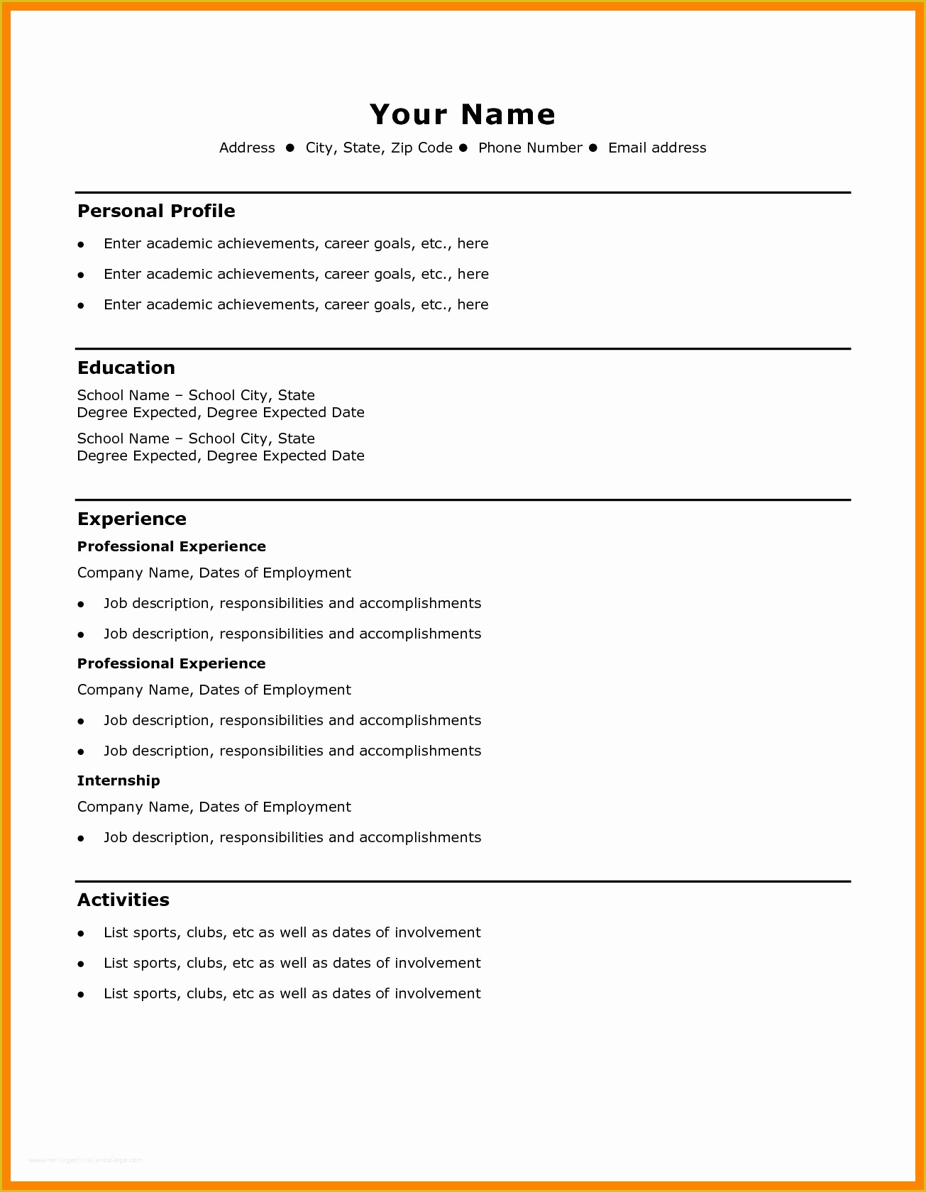 Basic Resume Template Download Free Of Basic Cv Template Free Resume Sample Download Simple HTML