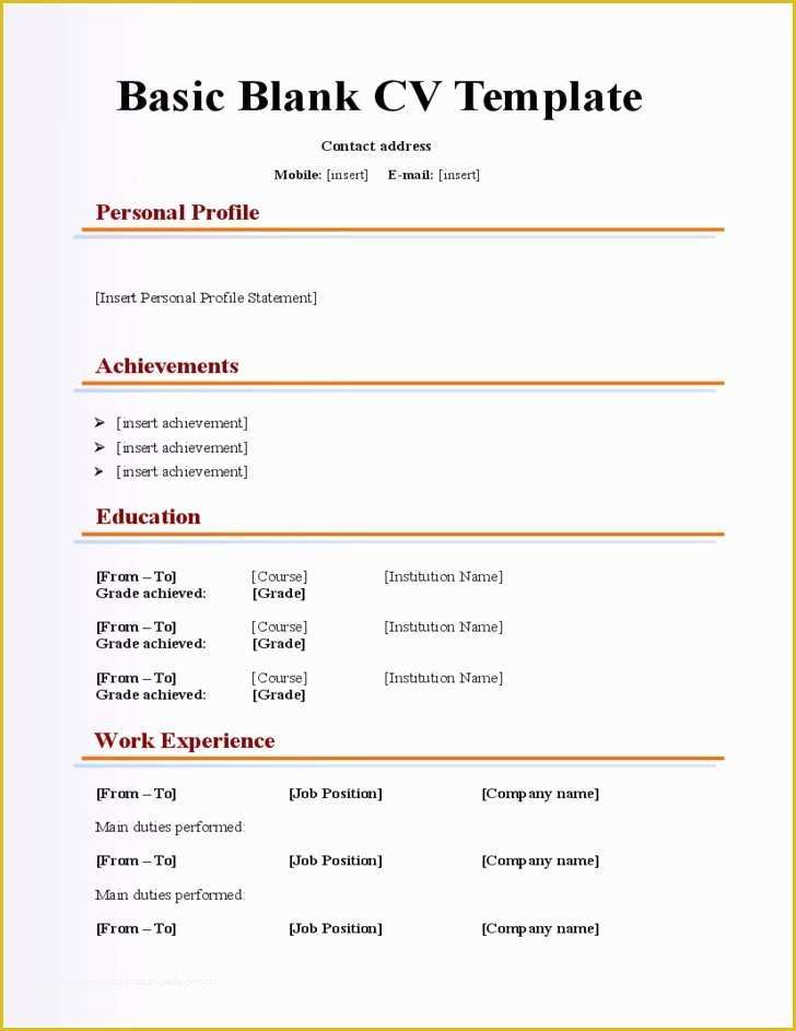 Basic Resume Template Download Free Of Basic Resume Templates and Basic Blank Cv Resume Template