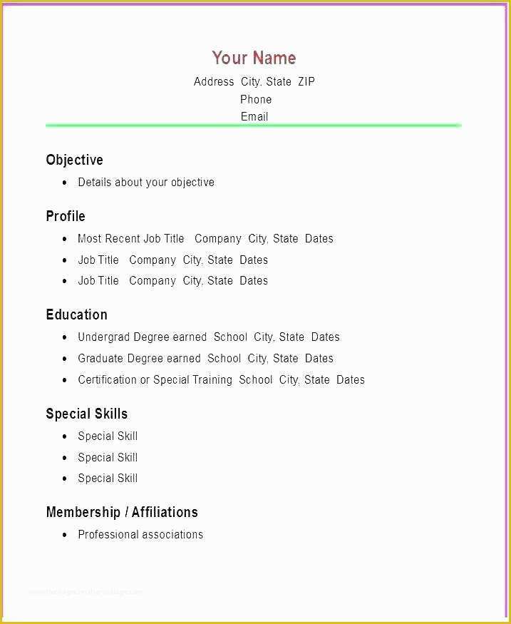 Basic Resume Template Download Free Of Easy Resume Template Free – Countrykennelsfo