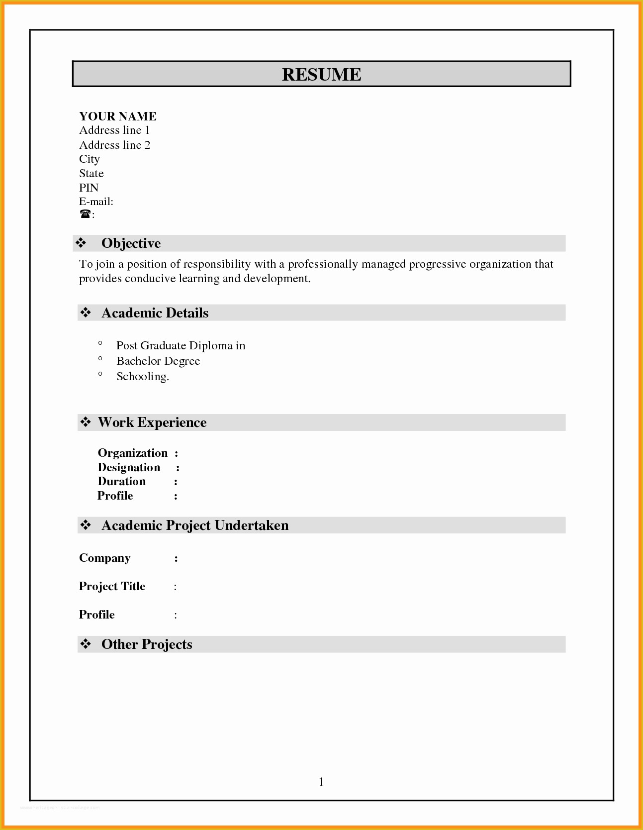 Basic Resume Template Download Free Of Examples Simple Resume Sarahepps
