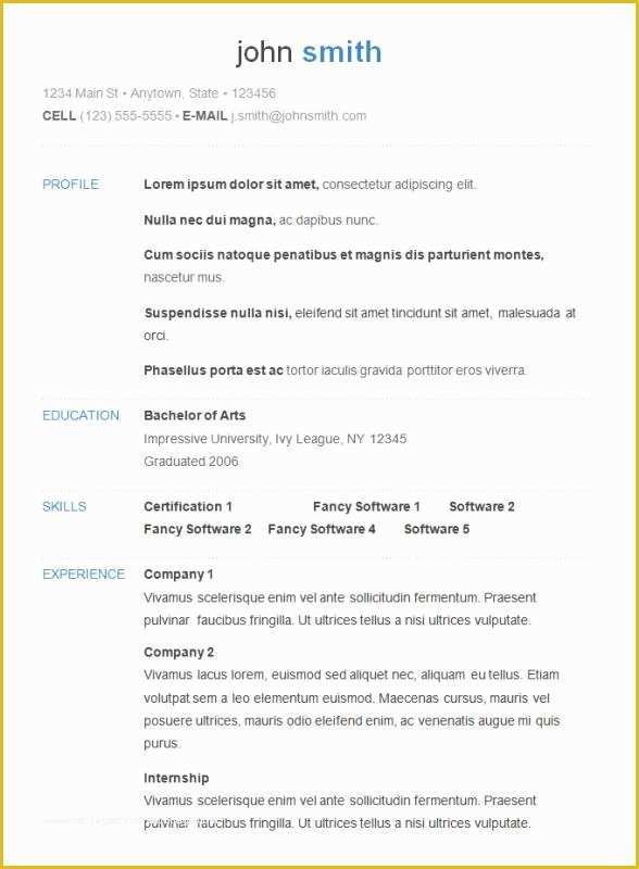 Basic Resume Template Download Free Of Free Basic Resume Templates Download