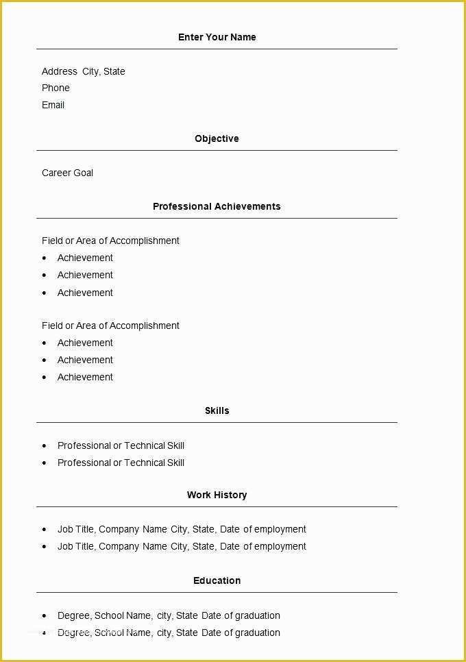 Basic Resume Template Download Free Of Simple Resume Templates Basic Resume Template Word format