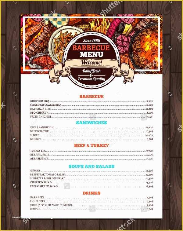 Bbq Menu Template Free Download Of 22 Printable Bbq Menu Templates Free & Premium Download