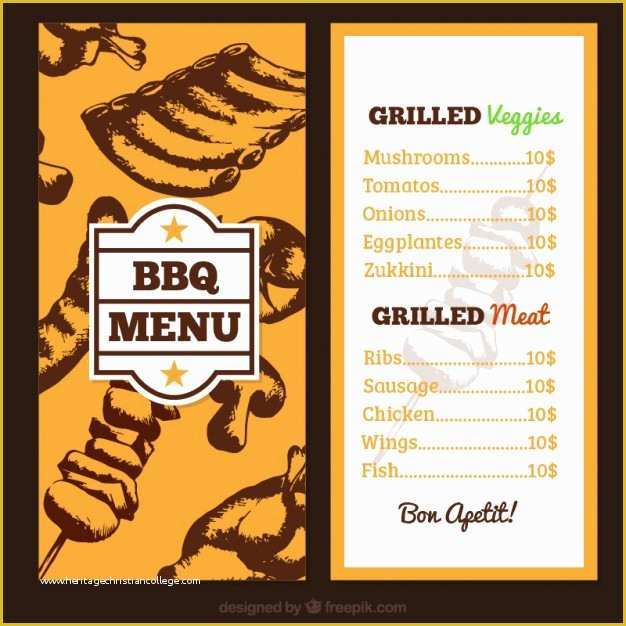 Bbq Menu Template Free Download Of Hand Drawn Bbq Menu Vector