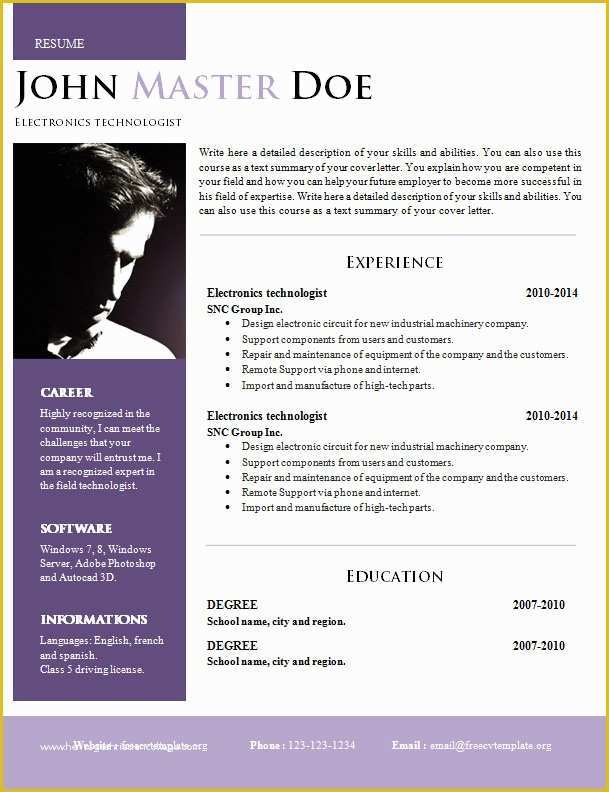 Beautiful Resume Templates Free Of Creative Design Resume Doc format 820 – 825 – Free Cv