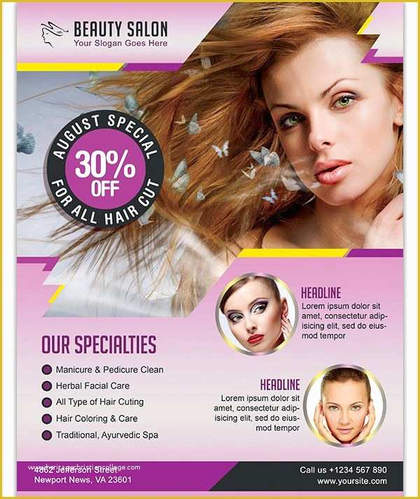 Beauty Flyers Templates Free Of Professional Beauty Salon Flyer Template 600×712