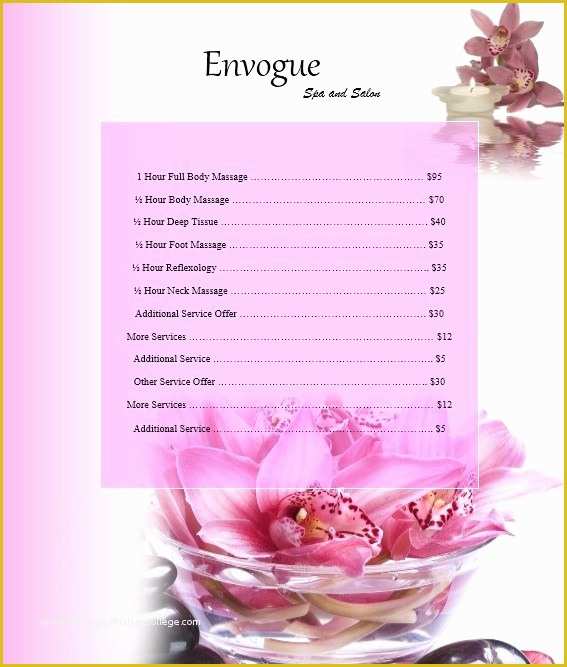 Beauty Price List Template Free Of 10 Free Sample Spa Price List Templates Printable Samples