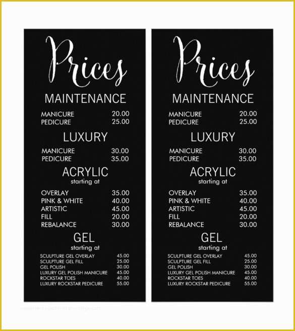 Beauty Price List Template Free Of 22 Price Menu Templates – Free Sample Example format