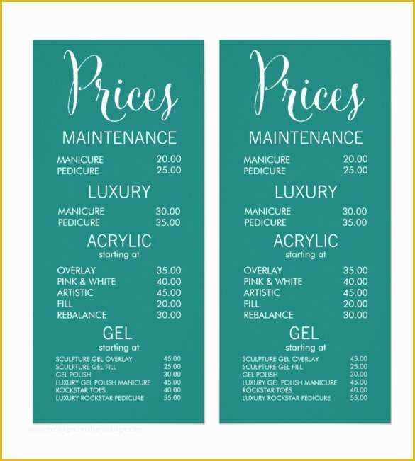 Beauty Price List Template Free Of 22 Price Menu Templates – Free Sample Example format