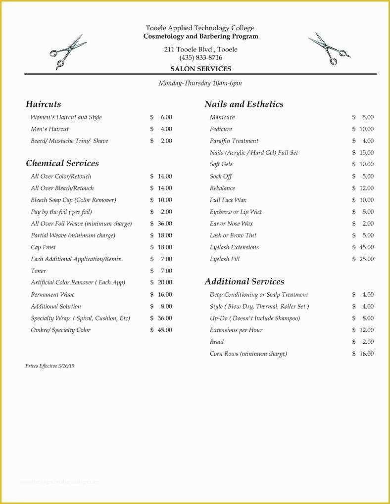 Beauty Price List Template Free Of 9 Salon Price List Templates