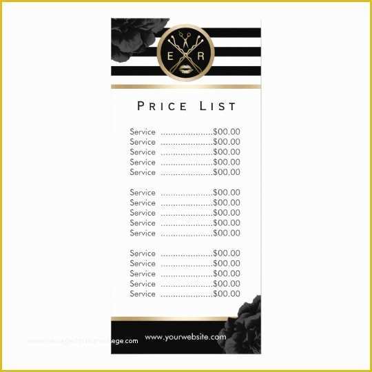 Beauty Price List Template Free Of Beauty Salon Black Floral Modern Stripe Price List Rack