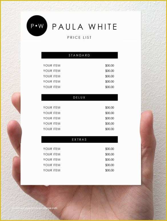 Beauty Price List Template Free Of Best 25 Price List Ideas On Pinterest