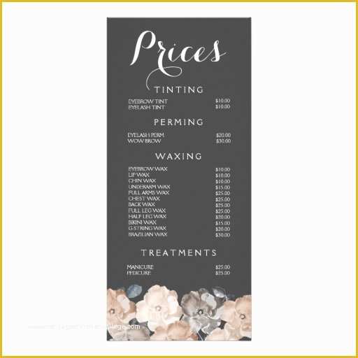 Beauty Price List Template Free Of Hair Beauty Salon Beautician Menu Price List Rack Card