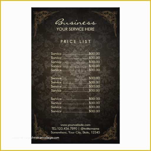 Beauty Price List Template Free Of Price List Vintage Framed Damask Beauty Salon Flyer