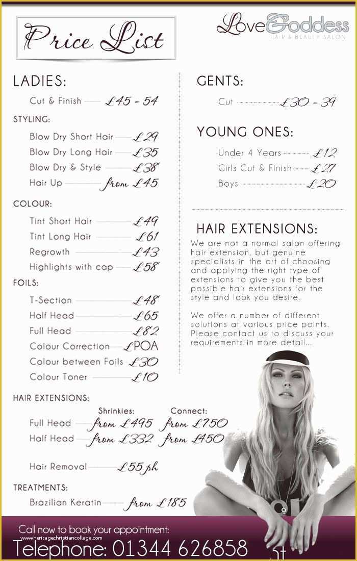 Beauty Price List Template Free Of Salon Price List I Like the Layout and the Photo at the