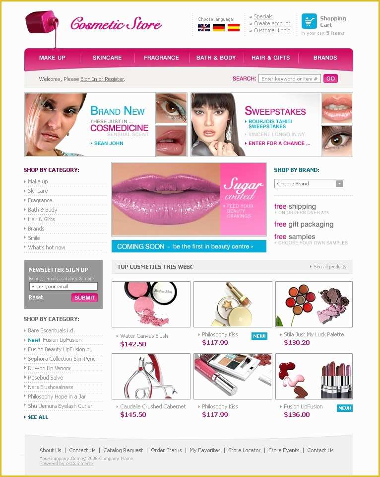 Beauty Products Website Templates Free Download Of Cosmetics Store Website Template