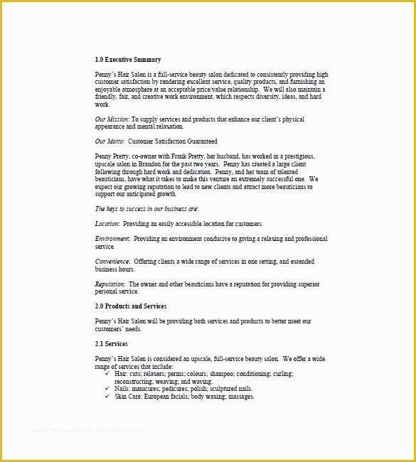 Beauty Salon Business Plan Template Free Of 12 Spa & Salon Business Plan Templates Google Docs Ms