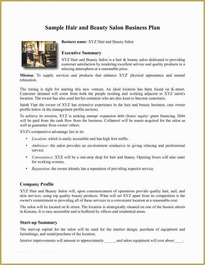 Beauty Salon Business Plan Template Free Of Beauty Salon Business Plan Template Template Resume