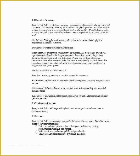 Beauty Salon Business Plan Template Free Of Business Plan for Salon Hair Salon Business Plan Free