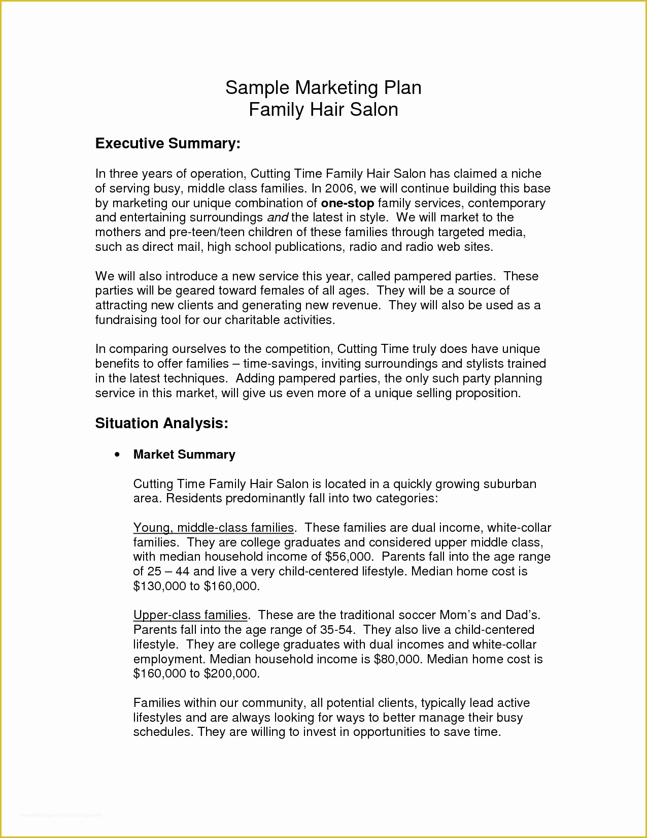 Beauty Salon Business Plan Template Free Of Hair Salon Business Plan Sample
