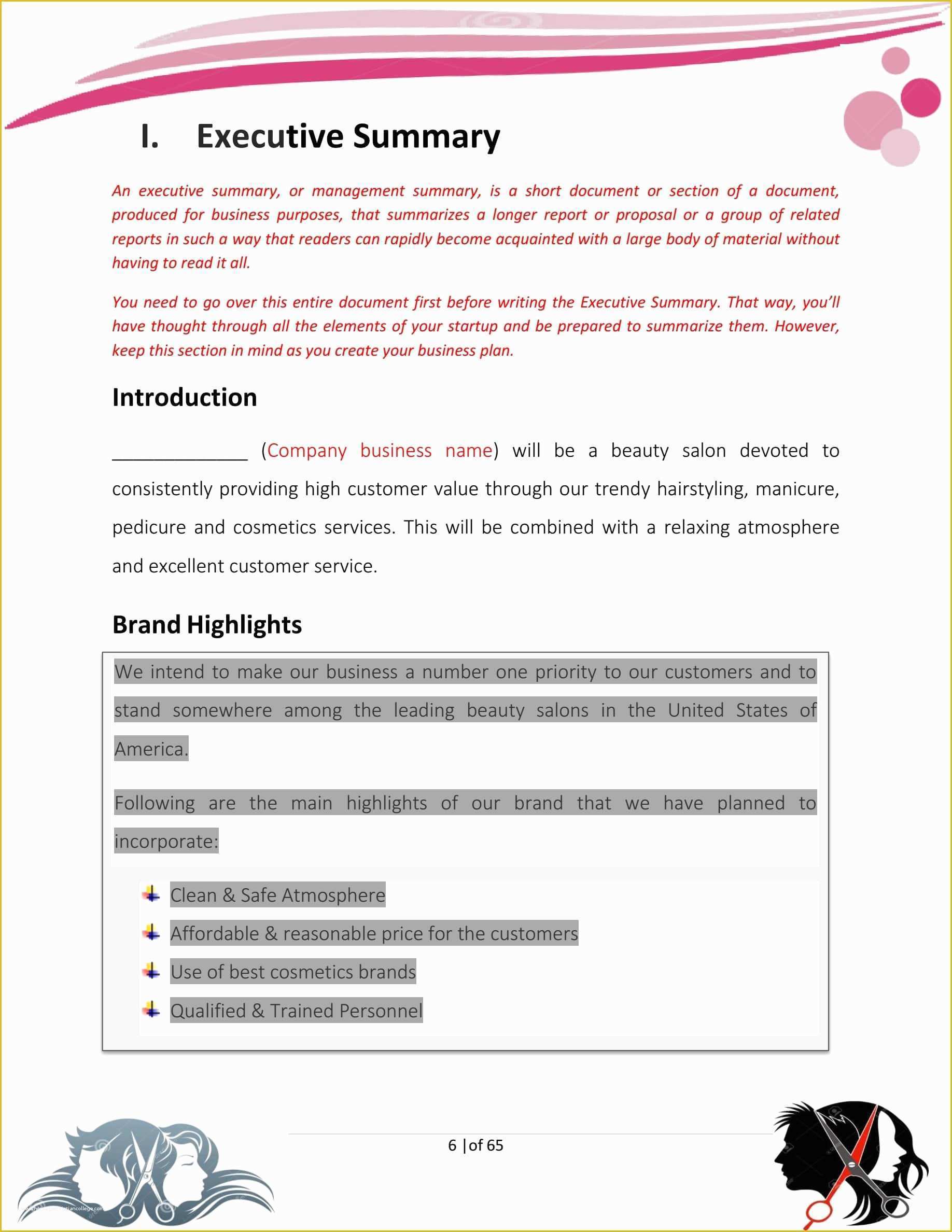 Beauty Salon Business Plan Template Free Of Hair Salon Business Plan Template Sample Pages Black Box