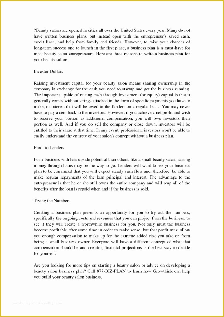 Beauty Salon Business Plan Template Free Of Sample Business Plan for Hair Salon Free Image Bussiness