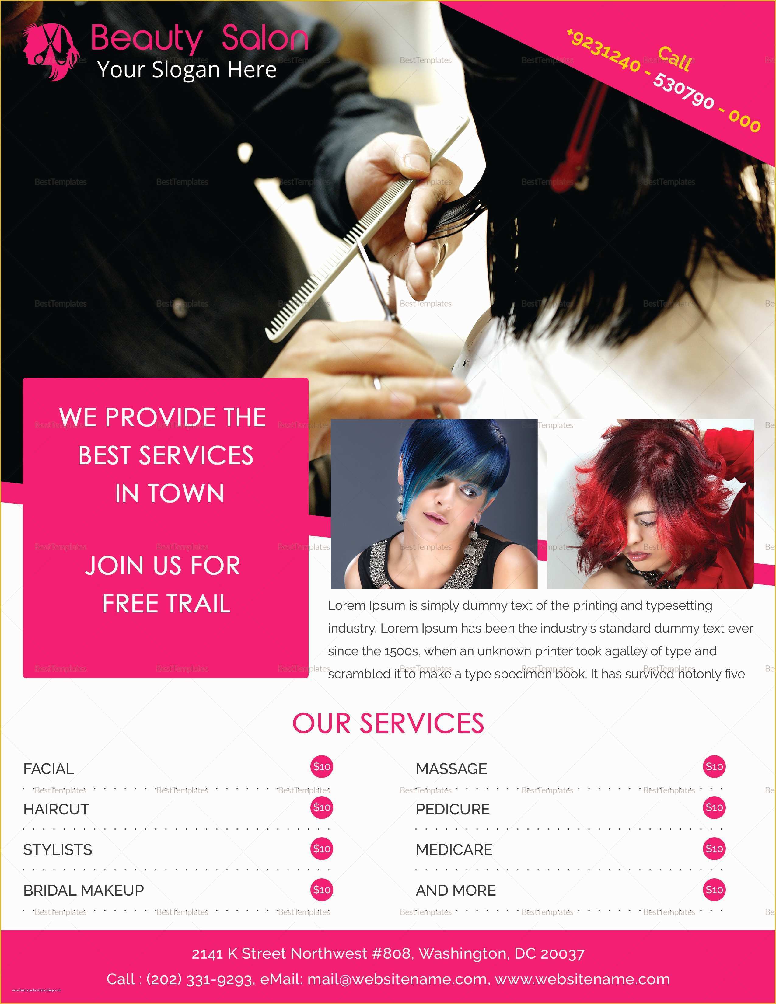Beauty Salon Flyer Templates Free Download Of Beauty Salon Flyer Design Template In Psd Word Publisher