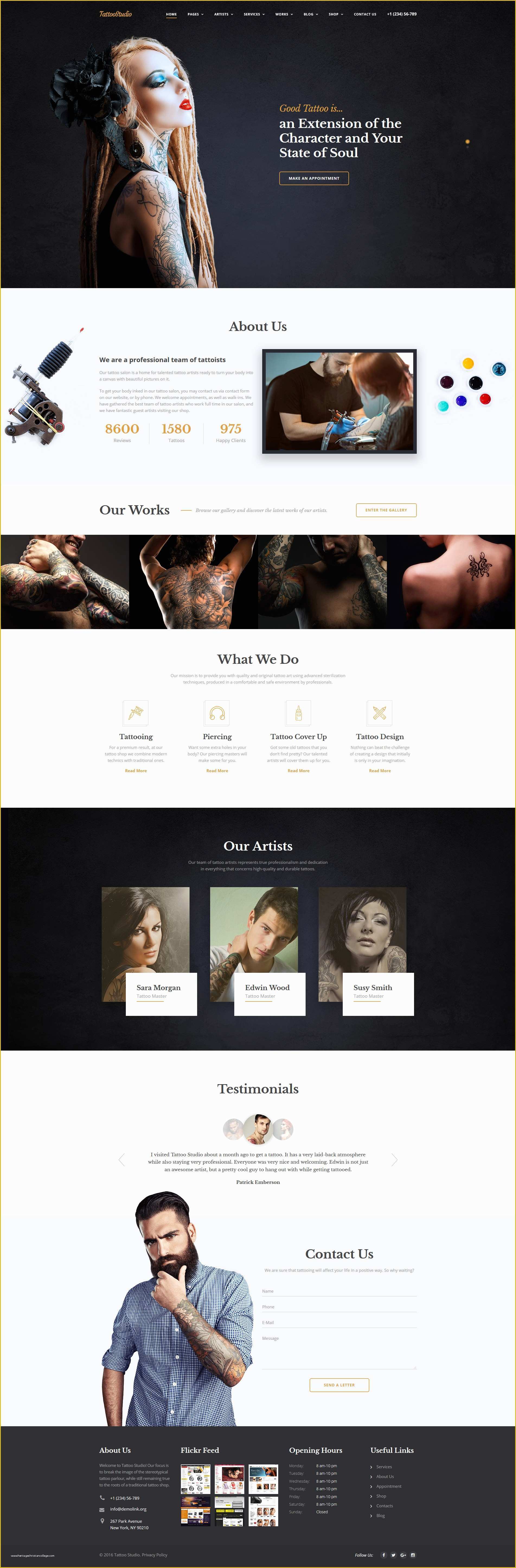 Beauty Spa Responsive Website Template Free Download Of Tattoo Salon Responsive Website Template
