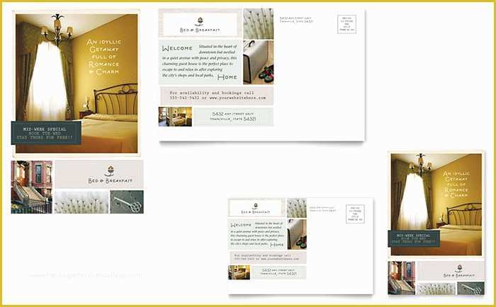 Bed and Breakfast Business Plan Template Free Of Bed & Breakfast Motel Postcard Template Design