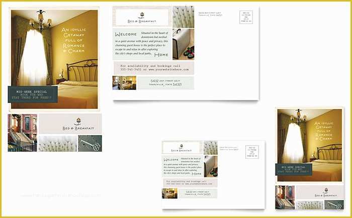 Bed and Breakfast Business Plan Template Free Of Bed &amp; Breakfast Motel Postcard Template Design