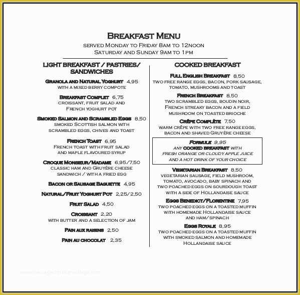 Bed and Breakfast Business Plan Template Free Of Breakfast Lunch Dinner Menu Template Template Resume