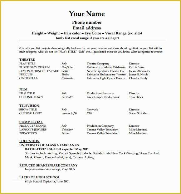 Beginner Resume Templates Free Of 20 Useful Sample Acting Resume Templates to Download