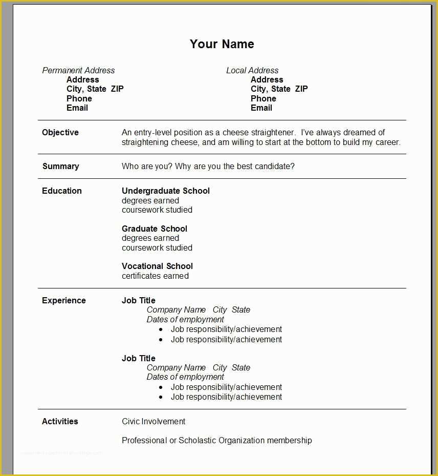 Beginner Resume Templates Free Of 35 Fast Beginner Resume Examples Si A – Resume Samples