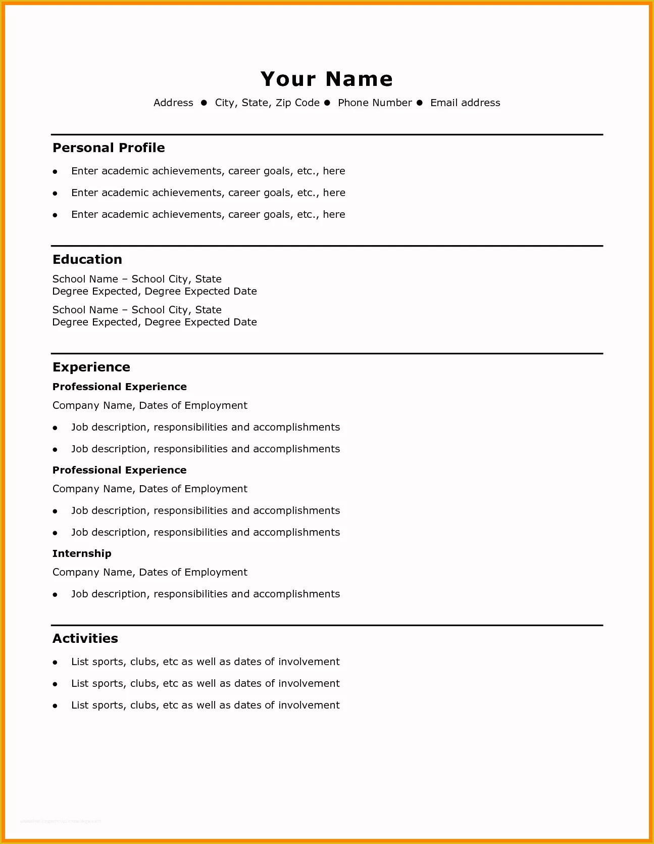 Beginner Resume Templates Free Of 7 Cv Template Basic