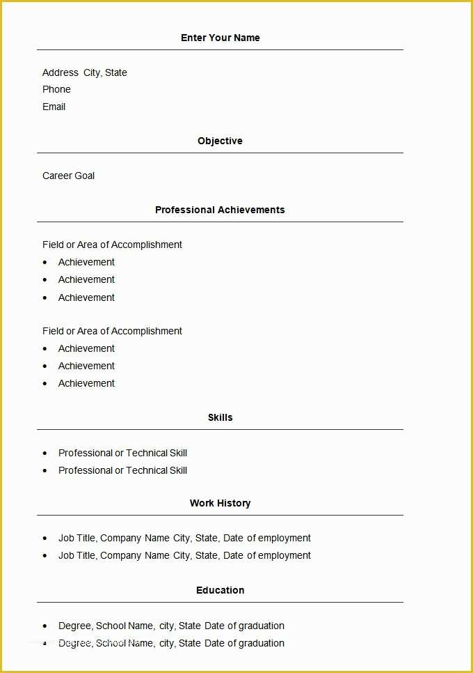 Beginner Resume Templates Free Of 70 Basic Resume Templates Pdf Doc Psd