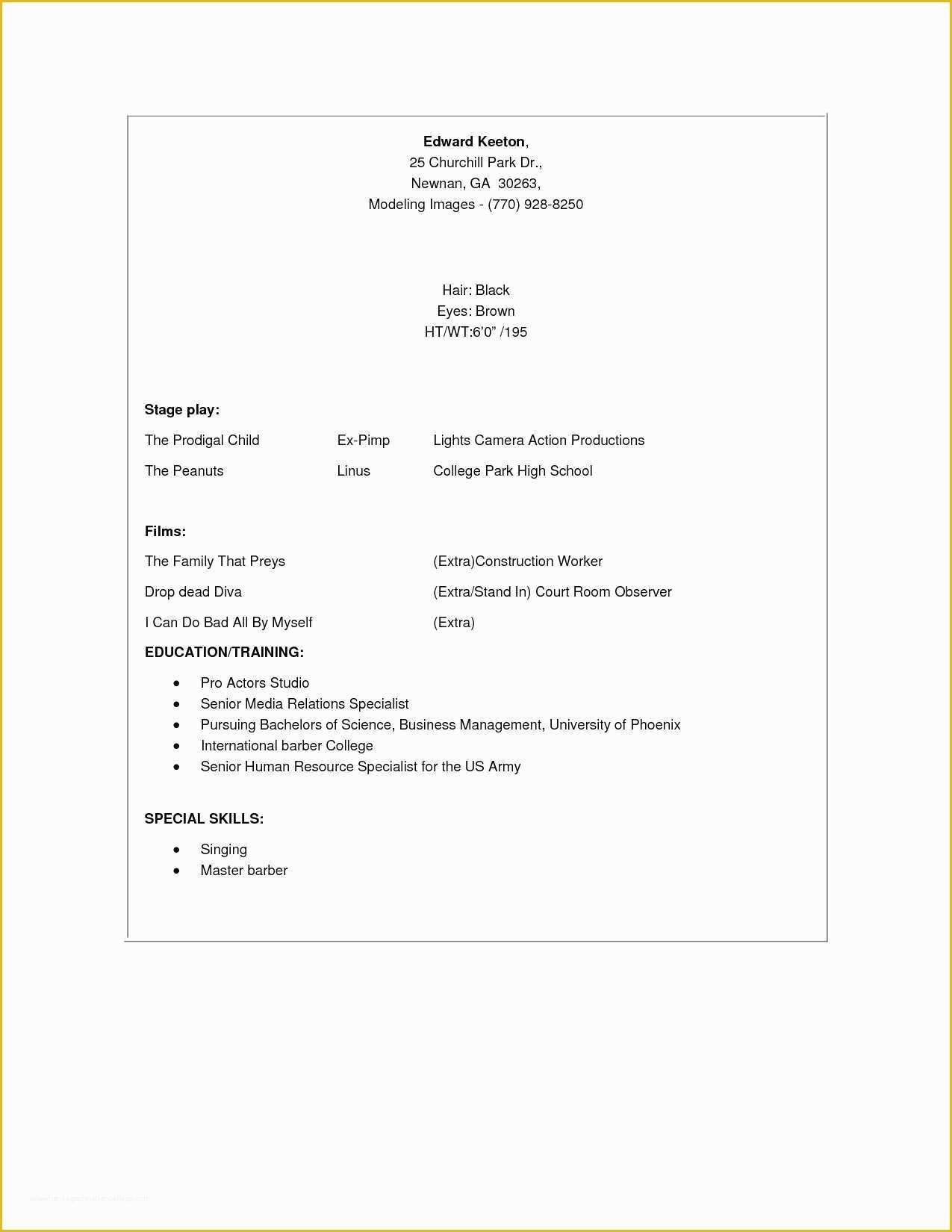 Beginner Resume Templates Free Of Beginner Resume and Entry Level Resume Template