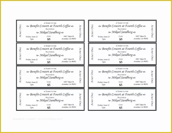 Benefit Ticket Template Free Of event Tickets