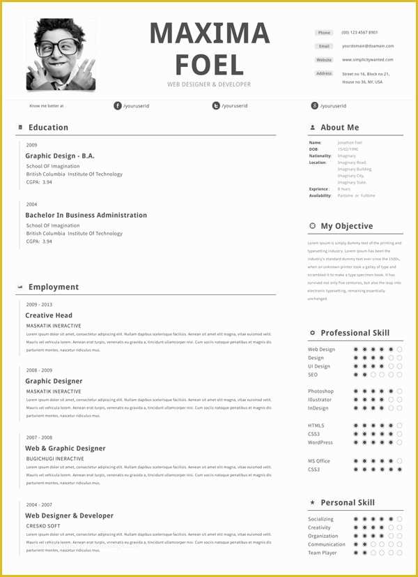 Best Free Cv Templates Of 25 Best Free Professional Cv Resume Templates 2014