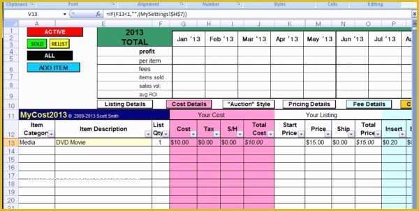 Best Free Ebay Templates 2017 Of Ebay Profit Track Sales Excel Spreadsheet Ebay Spreadsheet