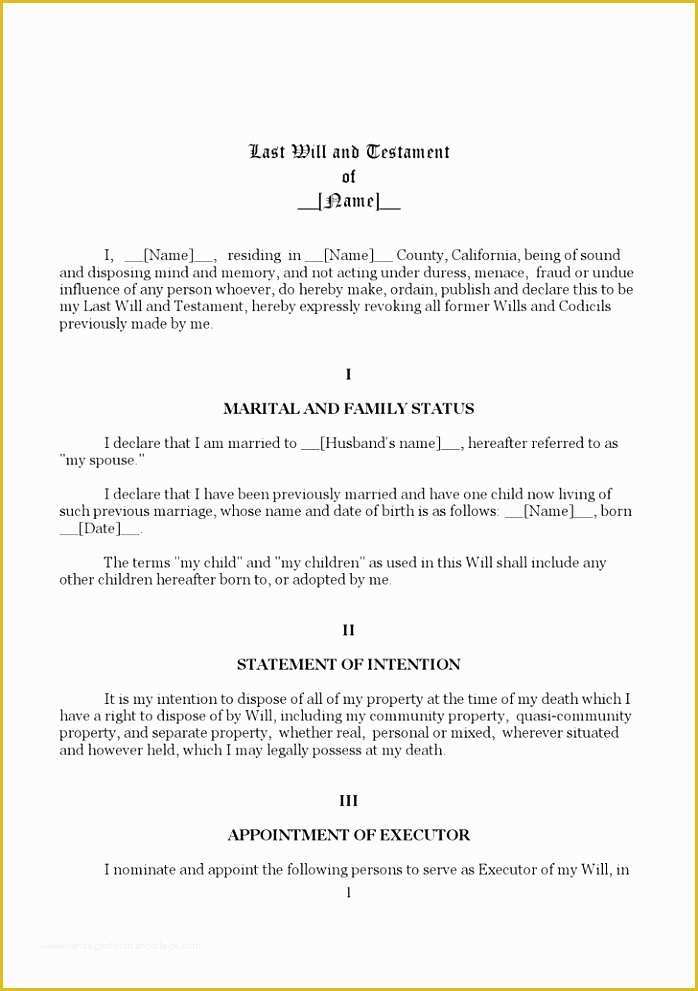 Best Free Last Will and Testament Template Of 12 Last Will and Testament Template Word Gytip