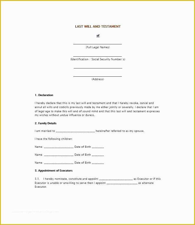 Best Free Last Will and Testament Template Of Best Joint Venture Agreement Model Letter Examples Free