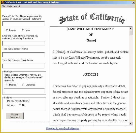 Best Free Last Will and Testament Template Of California Will Builder Free and software