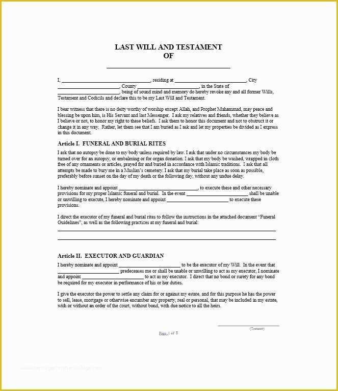 Best Free Last Will and Testament Template Of Last Will and Testament form Pdf