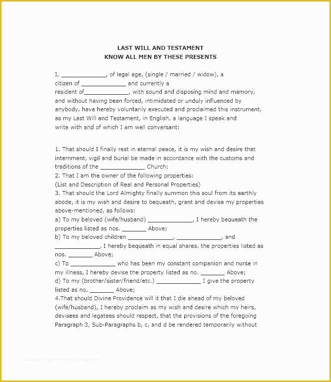 Best Free Last Will and Testament Template Of Last Will and Testament forms Templates Template Lab