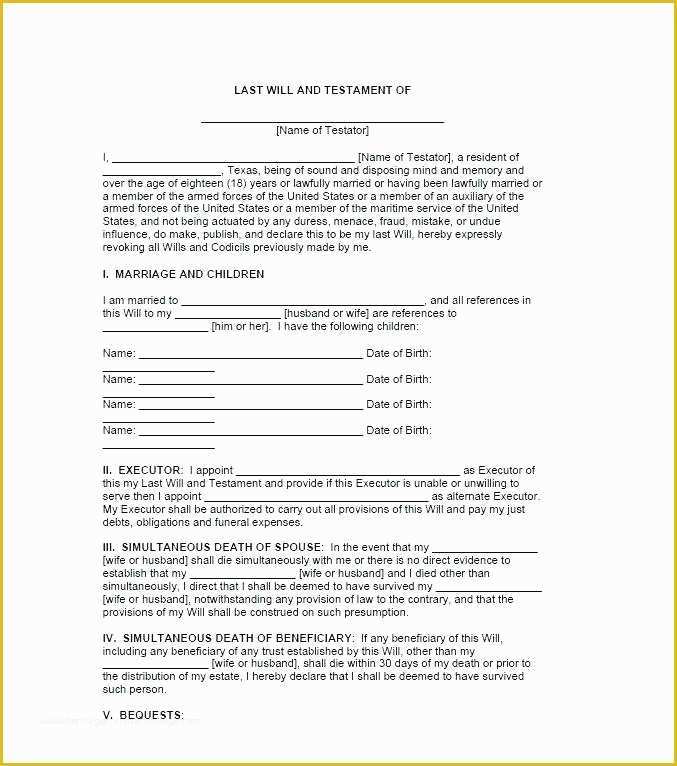 Best Free Last Will and Testament Template Of Last Will and Testament forms Templates Template Lab