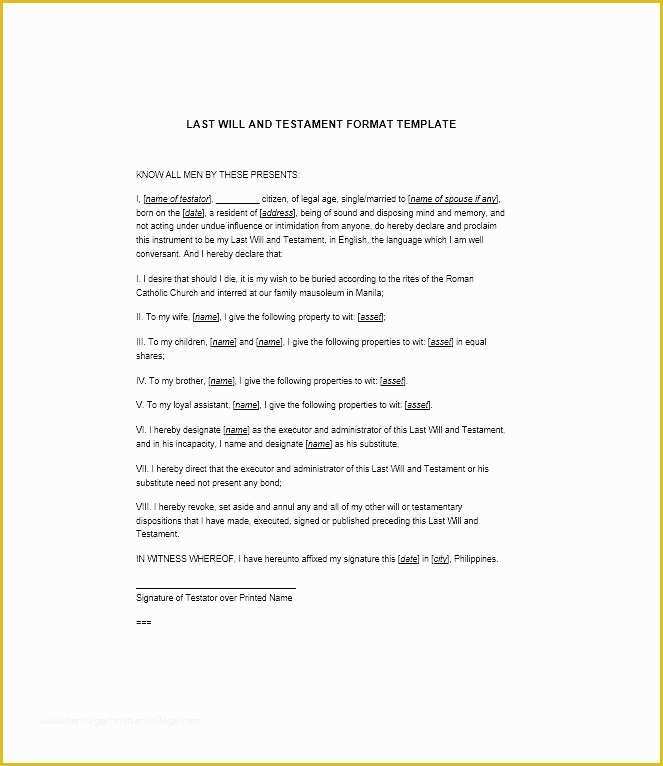 Best Free Last Will and Testament Template Of Last Will and Testament forms Templates Template Lab