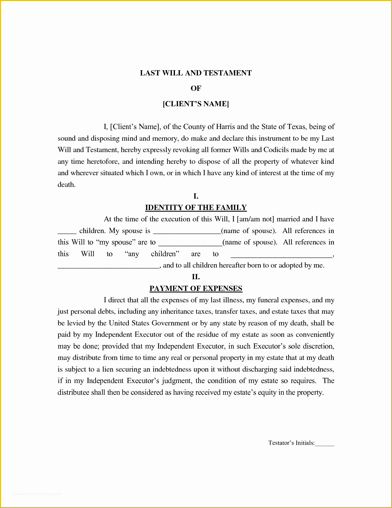 Best Free Last Will and Testament Template Of Last Will and Testament Template